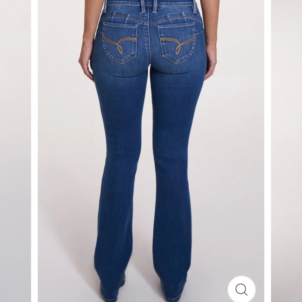 YMI Light Blue Flare Jeans with Distressed Details